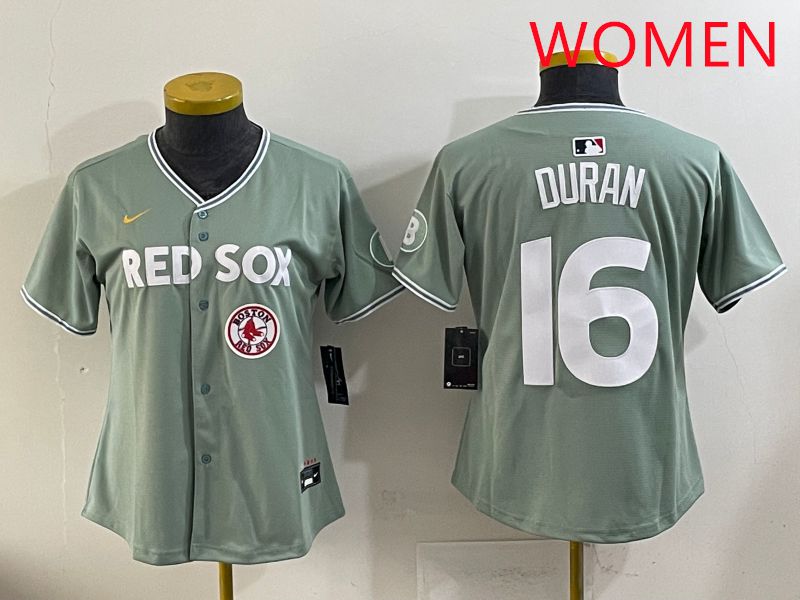 Women 2025 Boston Red Sox #16 Duran Light Green Joint Name Nike MLB Jersey style 10